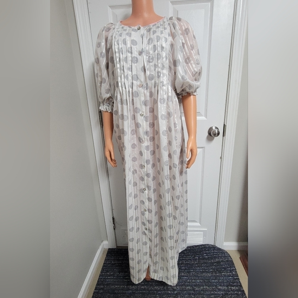 Vintage Christian Dior Lounge Wear Polka Dot Babydoll Dressing Gown.